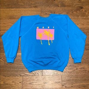 Blue Maui Sweatshirt with Palm Trees